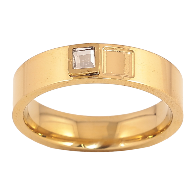 Каблучка Xuping TTM Stainless Steel колір 14К "Візерунок з кристалом" шир. 5мм фото №17