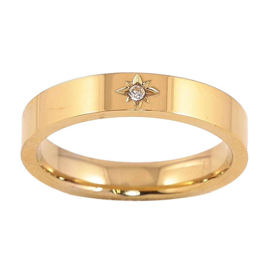 Каблучка Xuping TTM Stainless Steel колір 14К "Зірка з кристалом" шир. 4мм фото №1