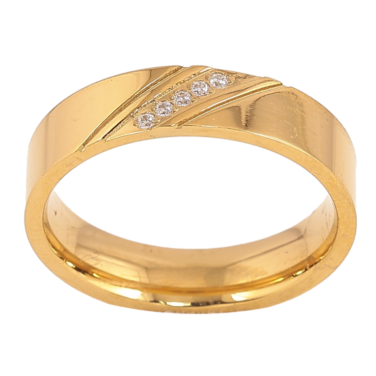 Каблучка Xuping TTM Stainless Steel колір 14К "Візерунок з кристалами" шир. 5мм фото №11