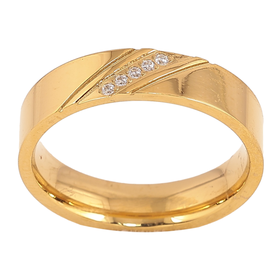 Каблучка Xuping TTM Stainless Steel колір 14К "Візерунок з кристалами" шир. 5мм фото №1