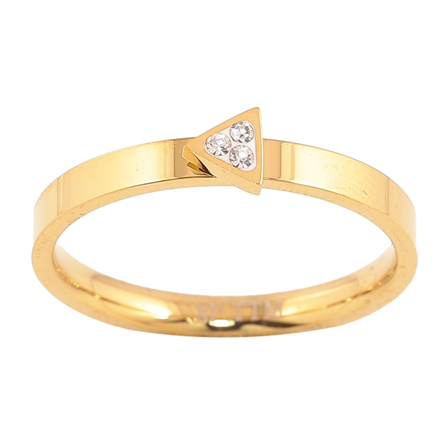 Кольцо Xuping TTM Stainless Steel цвет 14К "Треугольник с кристаллом" фото №1 Кольцо Xuping TTM Stainless Steel цвет 14К "Треугольник с кристаллом" фото №1