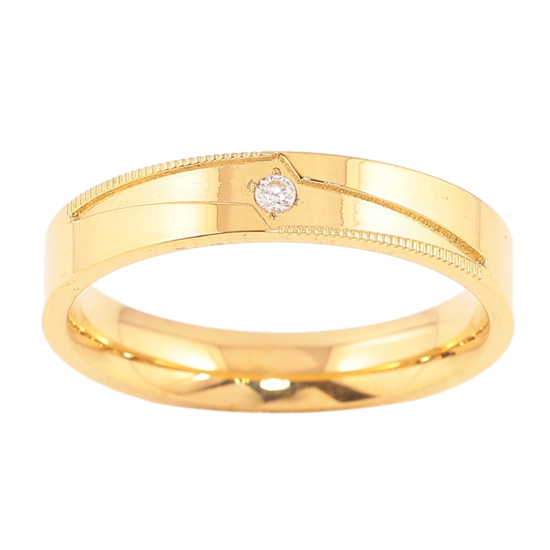 Кольцо Xuping TTM Stainless Steel цвет 14К "Узор с кристаллом" шир. 4мм фото №3