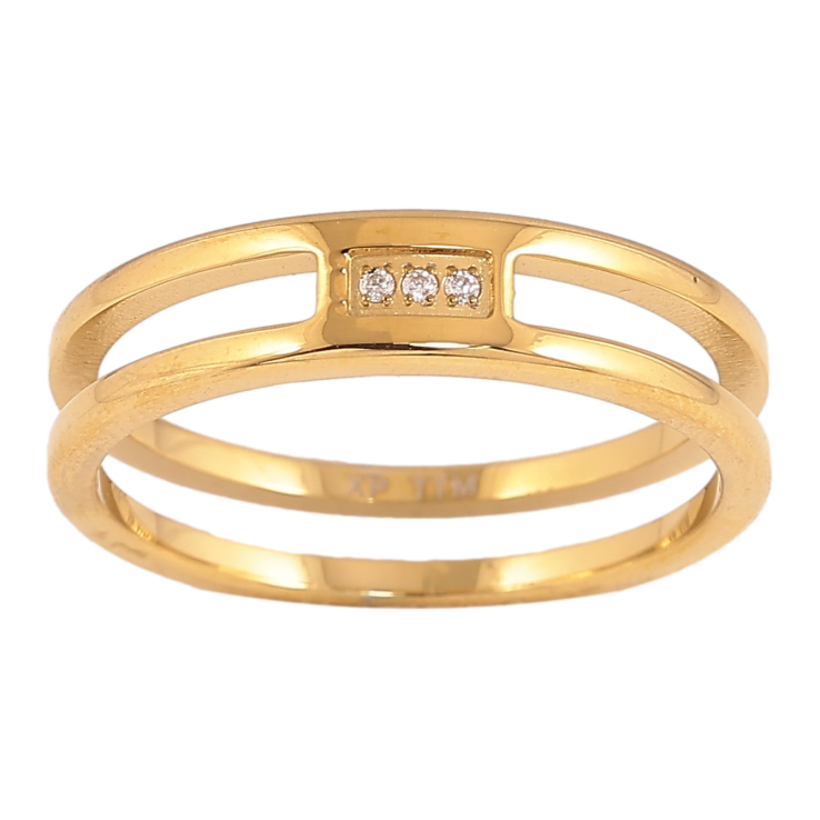 Каблучка Xuping TTM Stainless Steel колір 14К "Візерунок з кристалами" шир. 5мм фото №11