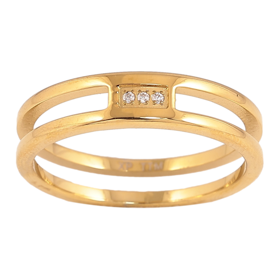 Каблучка Xuping TTM Stainless Steel колір 14К "Візерунок з кристалами" шир. 5мм фото №1