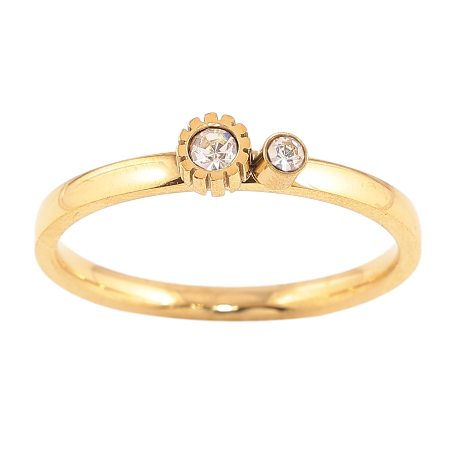 Каблучка Xuping TTM Stainless Steel колір 14К "Візерунок з кристалами"  фото №1