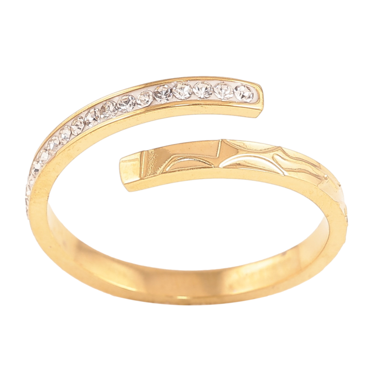 Каблучка Xuping TTM Stainless Steel колір 14К "Доріжка кристалів" фото №24