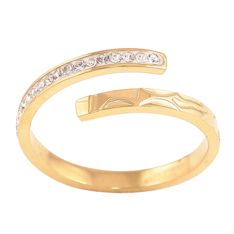 Каблучка Xuping TTM Stainless Steel колір 14К "Доріжка кристалів" фото №1