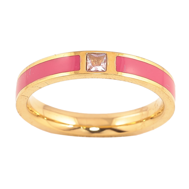 Каблучка Xuping TTM Stainless Steel колір 14К "Візерунок з кристалом і рожевою емаллю" шир. 3.5мм фото №20 Каблучка Xuping TTM Stainless Steel колір 14К "Візерунок з кристалом і рожевою емаллю" шир. 3.5мм фото №20