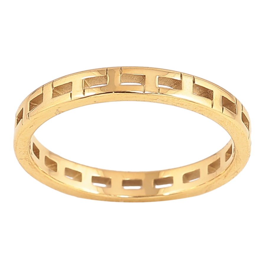 Каблучка Xuping TTM Stainless Steel колір 14К "Декоративний візерунок" шир. 3мм фото №1
