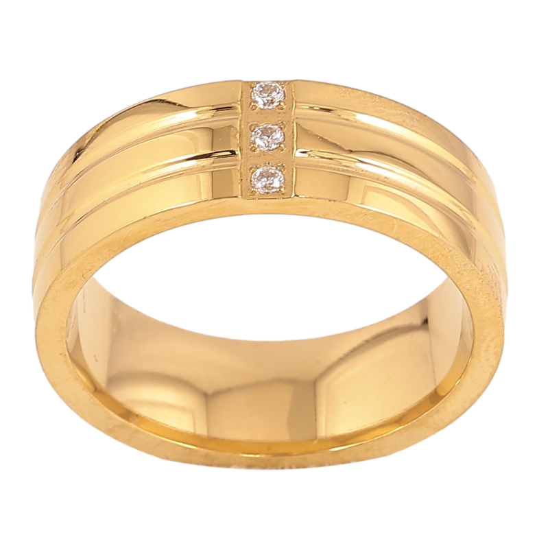 Кольцо Xuping TTM Stainless Steel цвет 14К "Узор с кристаллами" шир. 7мм фото №1