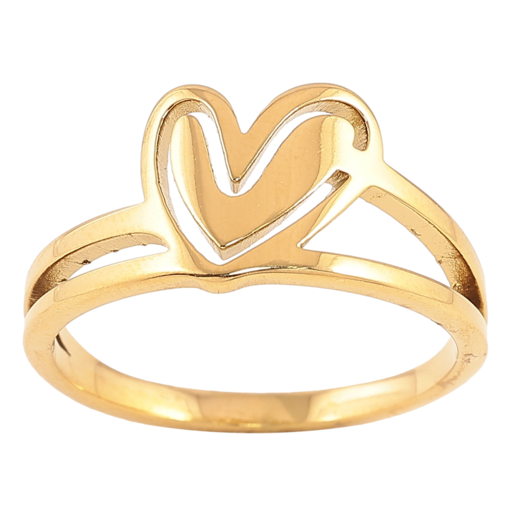 Каблучка Xuping TTM Stainless Steel колір 14К "Сердечко" фото №2