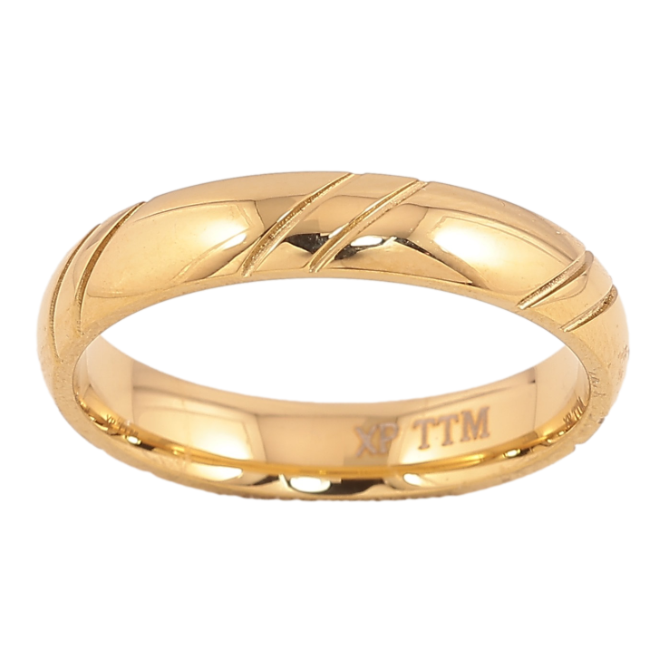 Каблучка Xuping TTM Stainless Steel колір 14К "Декоративний візерунок" шир. 4мм фото №3