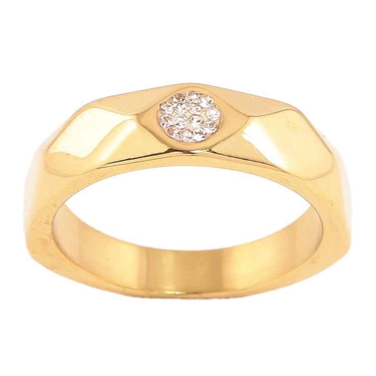 Каблучка Xuping TTM Stainless Steel колір 14К "Візерунок з кристалами" фото №7