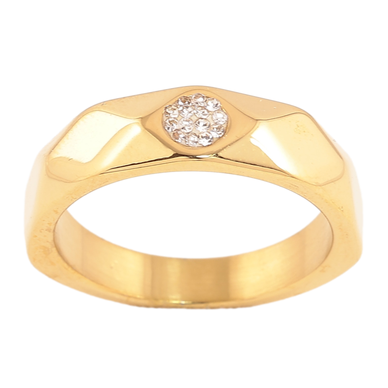 Кольцо Xuping TTM Stainless Steel цвет 14К "Узор с кристаллами"  фото №4