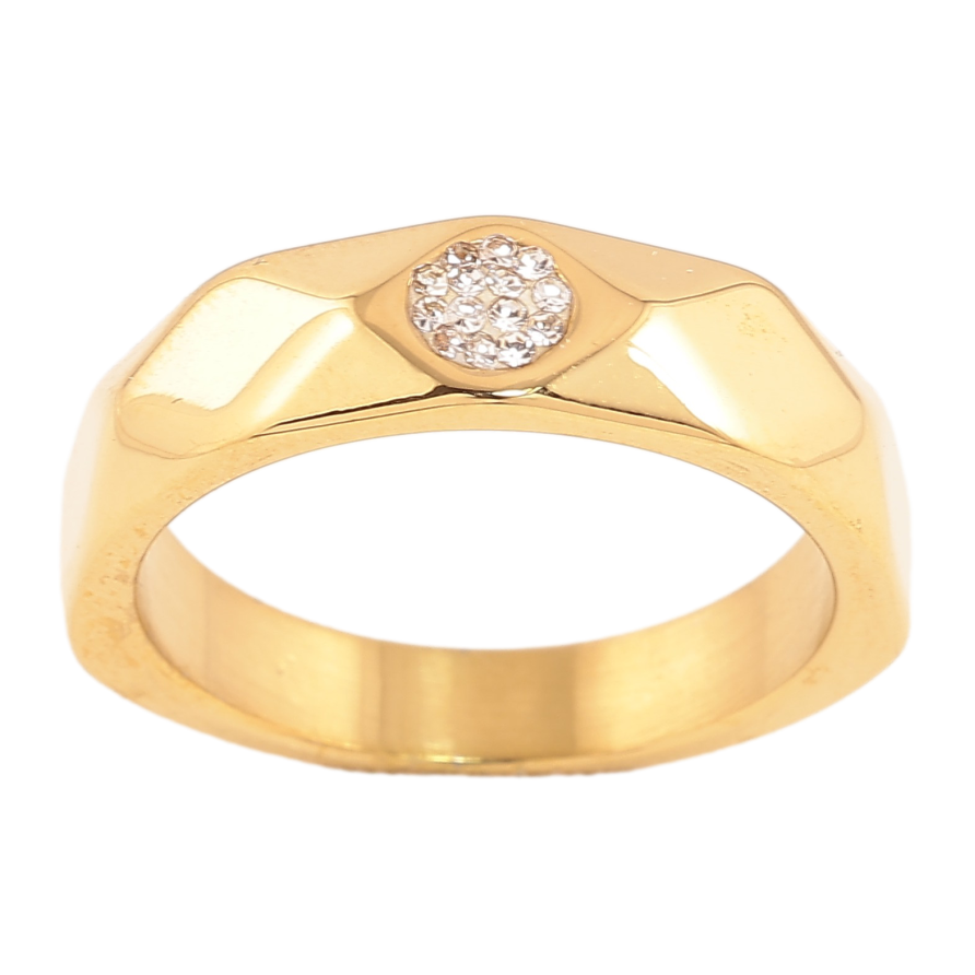 Каблучка Xuping TTM Stainless Steel колір 14К "Візерунок з кристалами" фото №1