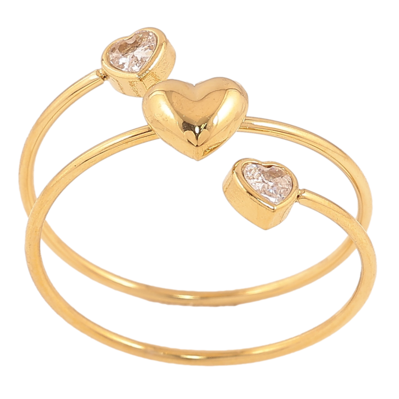 Каблучка Xuping TTM Stainless Steel колір 14К "Пружинка із сердечками" фото №1