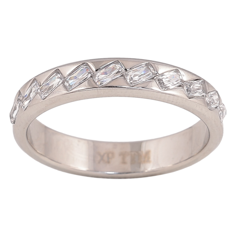 Кольцо Xuping TTM Stainless Steel цвет Родий "Дорожка кристаллов" шир. 4мм фото №1