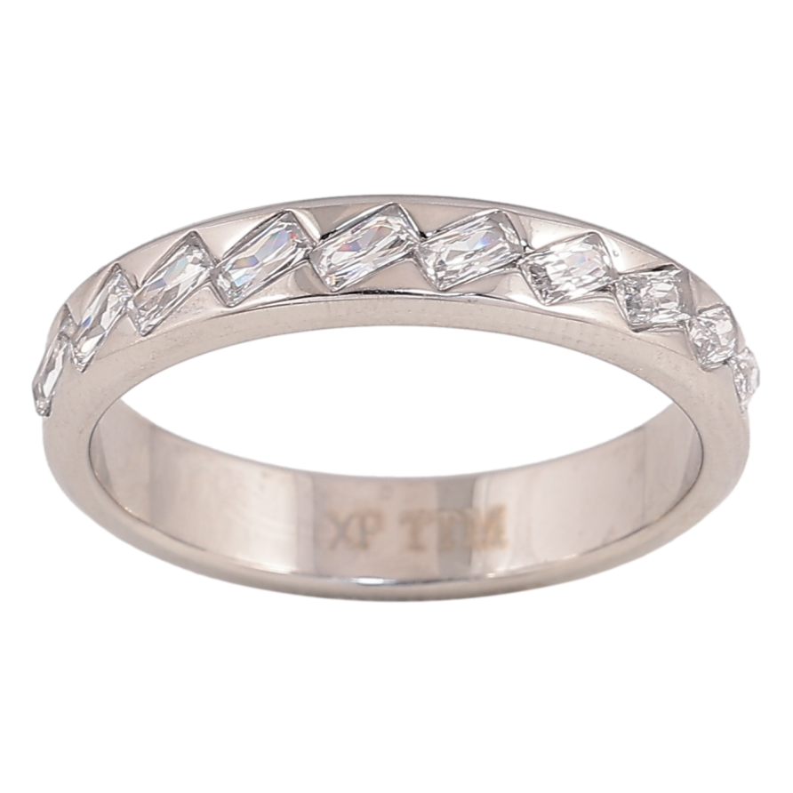 Кольцо Xuping TTM Stainless Steel цвет Родий "Дорожка кристаллов" шир. 4мм фото №1