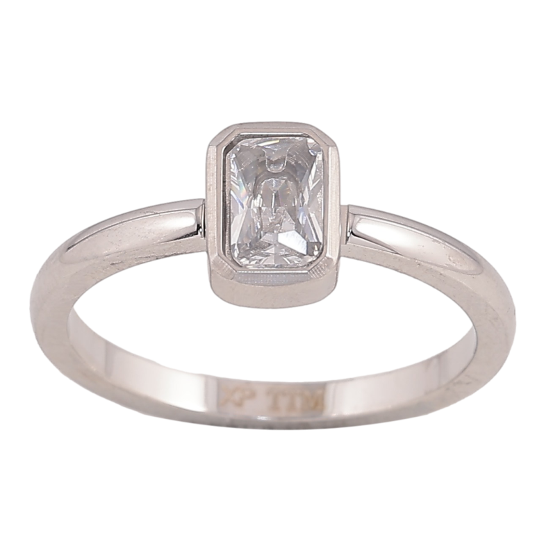 Кольцо Xuping TTM Stainless Steel цвет Родий "Кристалл" фото №1