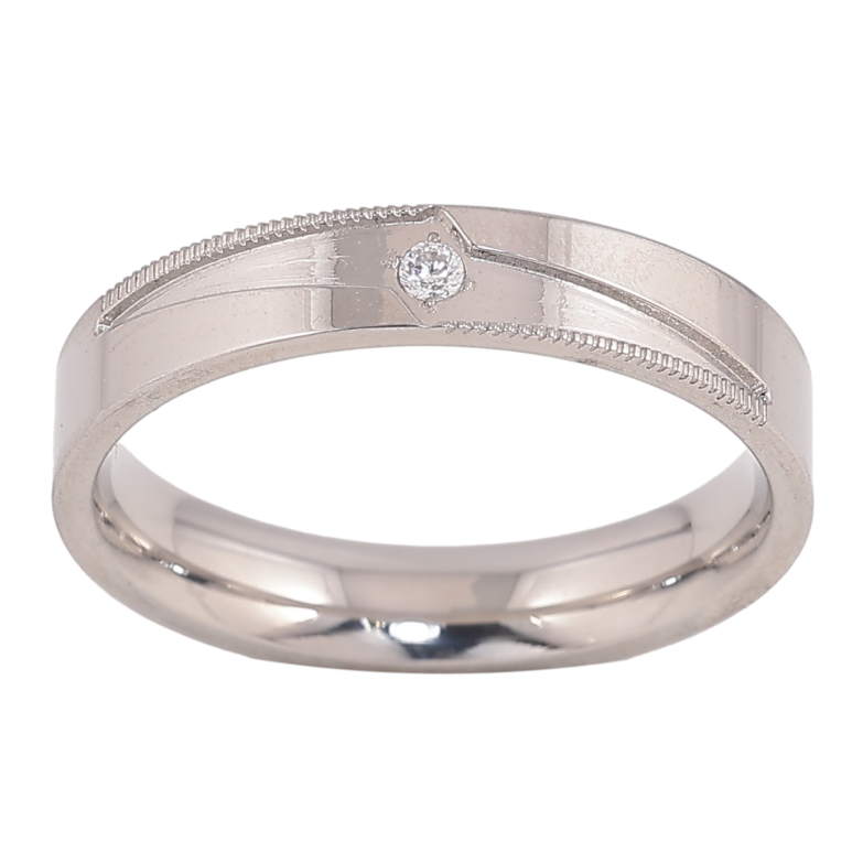 Кольцо Xuping TTM Stainless Steel цвет Родий "Вставка кристалл" шир. 4мм фото №9