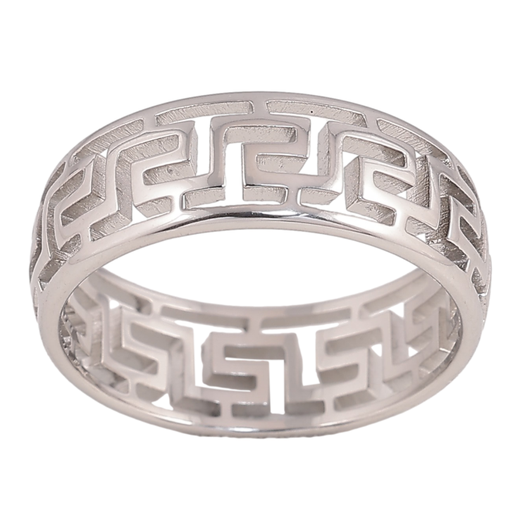 Каблучка Xuping TTM Stainless Steel колір Родій "Різьблений грецький орнамент" шир. 7мм фото №14 Каблучка Xuping TTM Stainless Steel колір Родій "Різьблений грецький орнамент" шир. 7мм фото №14