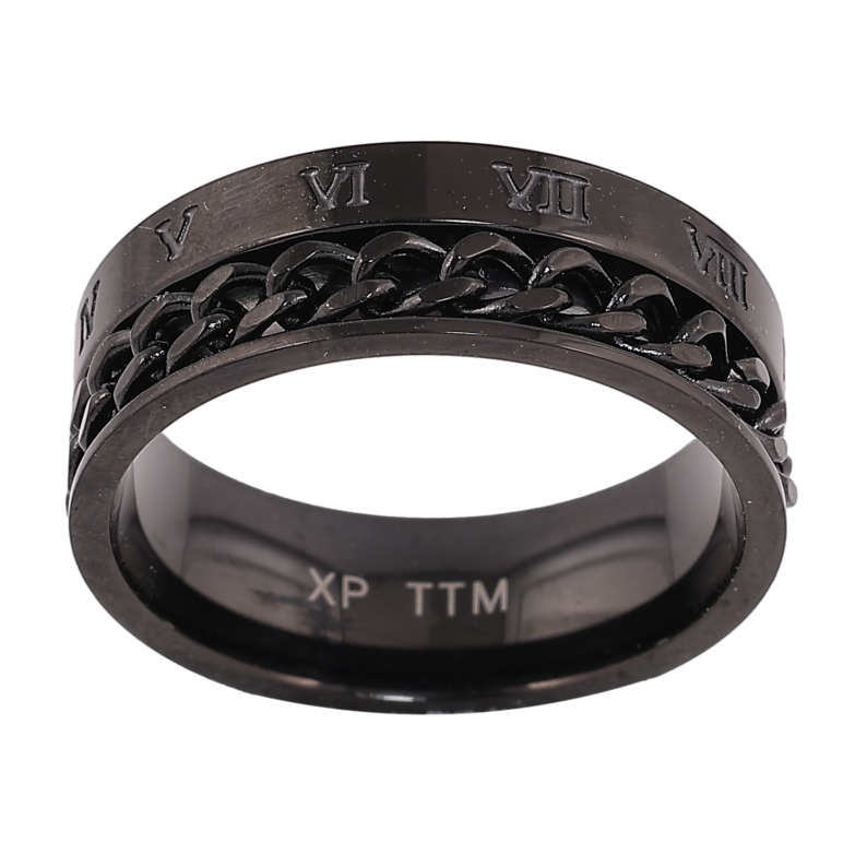 Кольцо Xuping TTM Stainless Steel цвет black узор цепочка шир. 7мм фото №1