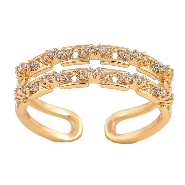 Кольцо Xuping цвет Позолота 14K "Двойная шинка с кристаллами" фото №1