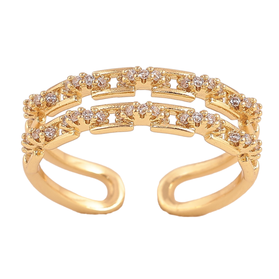 Кольцо Xuping цвет Позолота 14K "Двойная шинка с кристаллами" фото №1