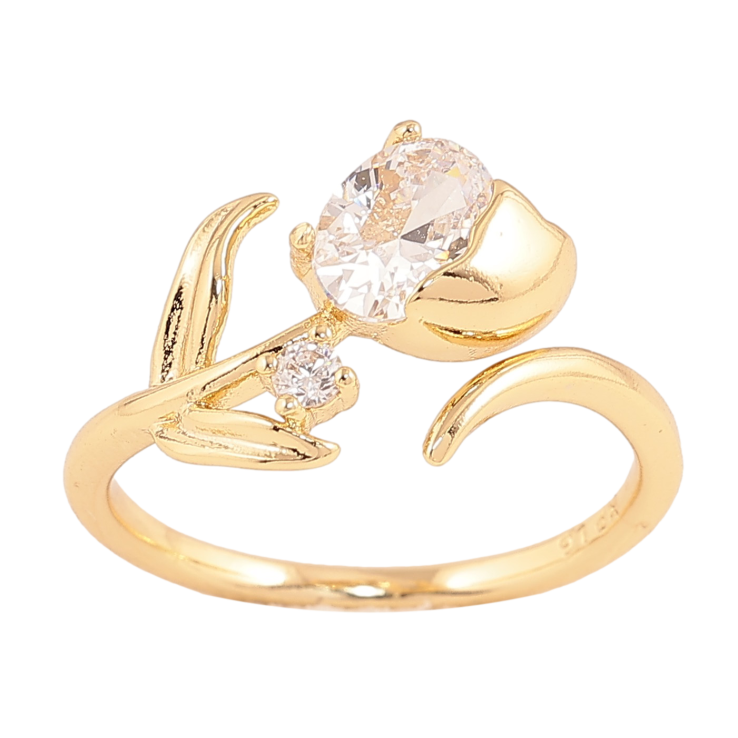 Кольцо Xuping цвет Позолота 14K "Кристальный цветок" фото №5