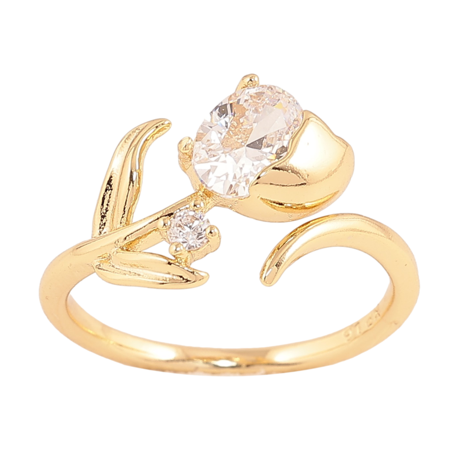 Кольцо Xuping цвет Позолота 14K "Кристальный цветок" фото №1