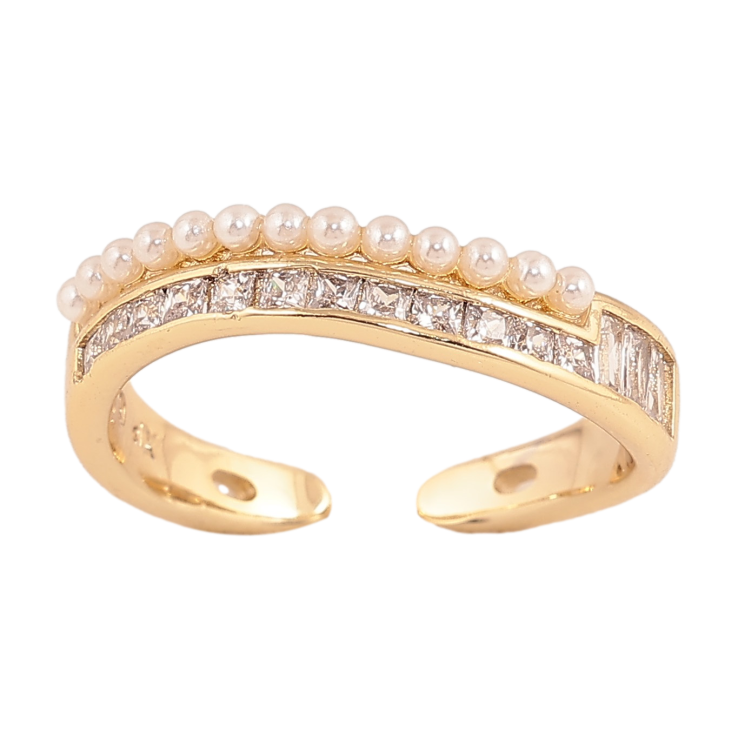 Кольцо Xuping цвет Позолота 14K "Дорожки кристаллов и жемчужин" фото №25