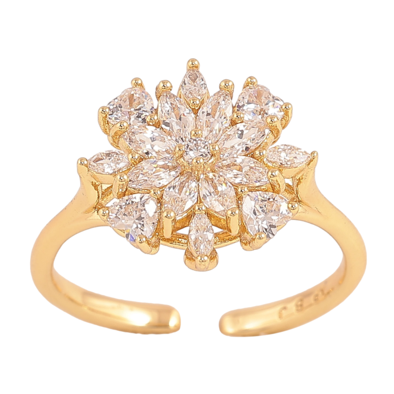 Кольцо Xuping цвет Позолота 14K "Кристальная снежинка" фото №2