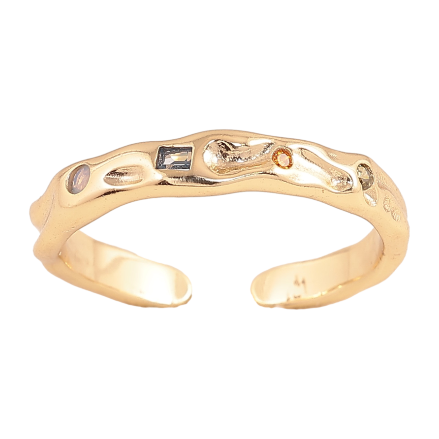 Кольцо Xuping цвет Позолота 14K "Узор с разноцветными кристаллами" фото №1