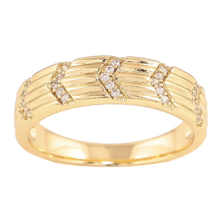 Каблучка Xuping колір Позолота 14K "Візерунок з кристалами" фото №4