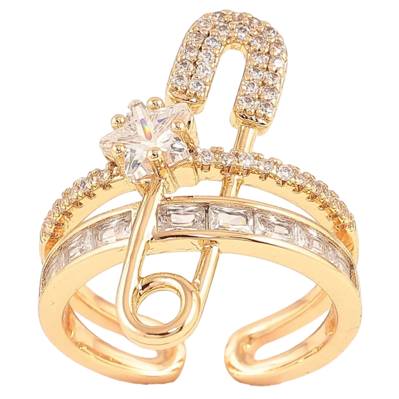 Каблучка Xuping колір Позолота 18K «Доріжки цирконію з шпилькою і кришталевою зіркою» фото №8