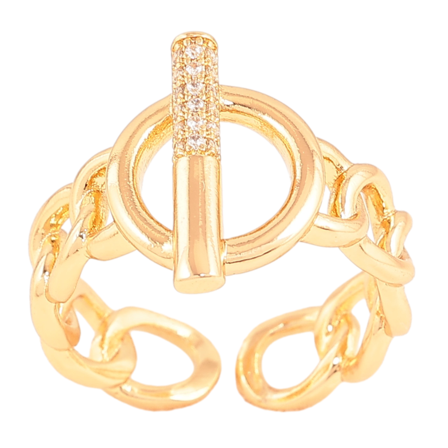 Кольцо Xuping цвет Позолота 18K "Декоративный узор цепочка с кругом" фото №1