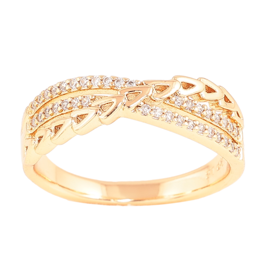 Каблучка Xuping колір Позолота 18K "Візерунок з доріжками кристалів кристалів" фото №1 Каблучка Xuping колір Позолота 18K "Візерунок з доріжками кристалів кристалів" фото №1