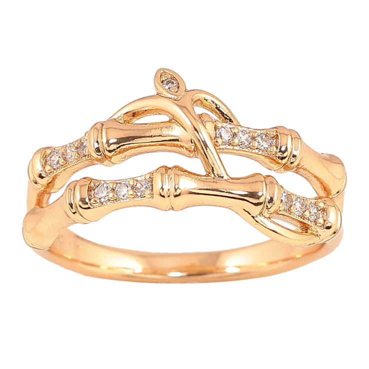 Кольцо Xuping цвет Позолота 18K "Декоративный узор с кристаллами" фото №3