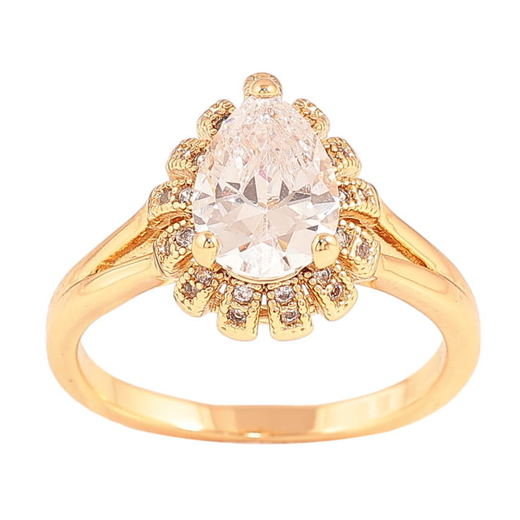 Каблучка Xuping колір Позолота 18K "Кристальна крапелька" фото №20