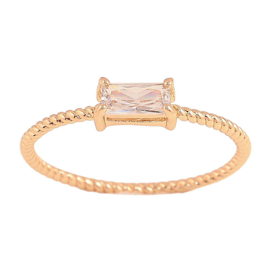 Каблучка Xuping колір Позолота 18K "Кристал на тонкій шинці" фото №1