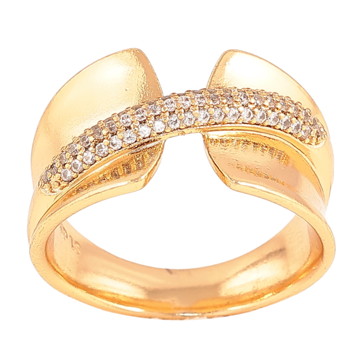 Кольцо Xuping цвет Позолота 18K "Узор с кристаллами" фото №4