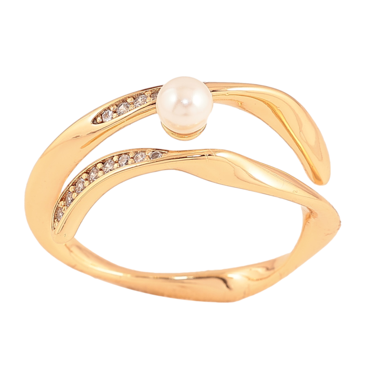 Каблучка Xuping колір Позолота 18K "Візерунок з перлиною та кристалами" фото №14 Каблучка Xuping колір Позолота 18K "Візерунок з перлиною та кристалами" фото №14