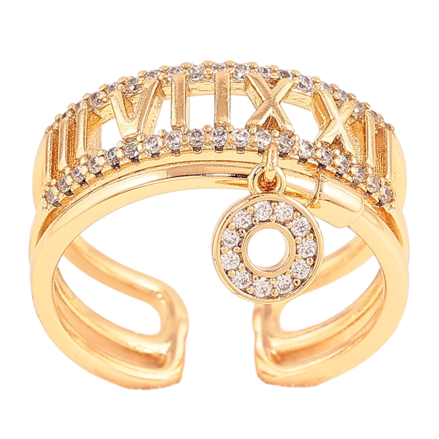 Кольцо Xuping цвет Позолота 18K "Узор римские цифры с подвеской" фото №1