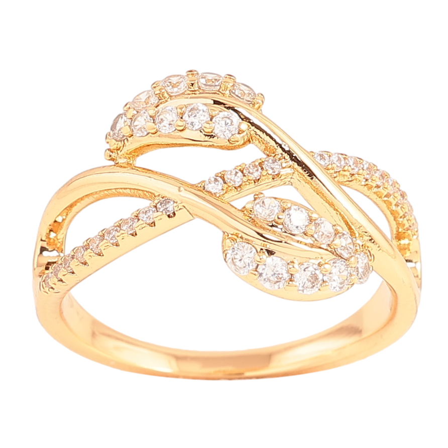 Каблучка Xuping колір Позолота 18K "Візерунок з інкрустацією кристалами" фото №1