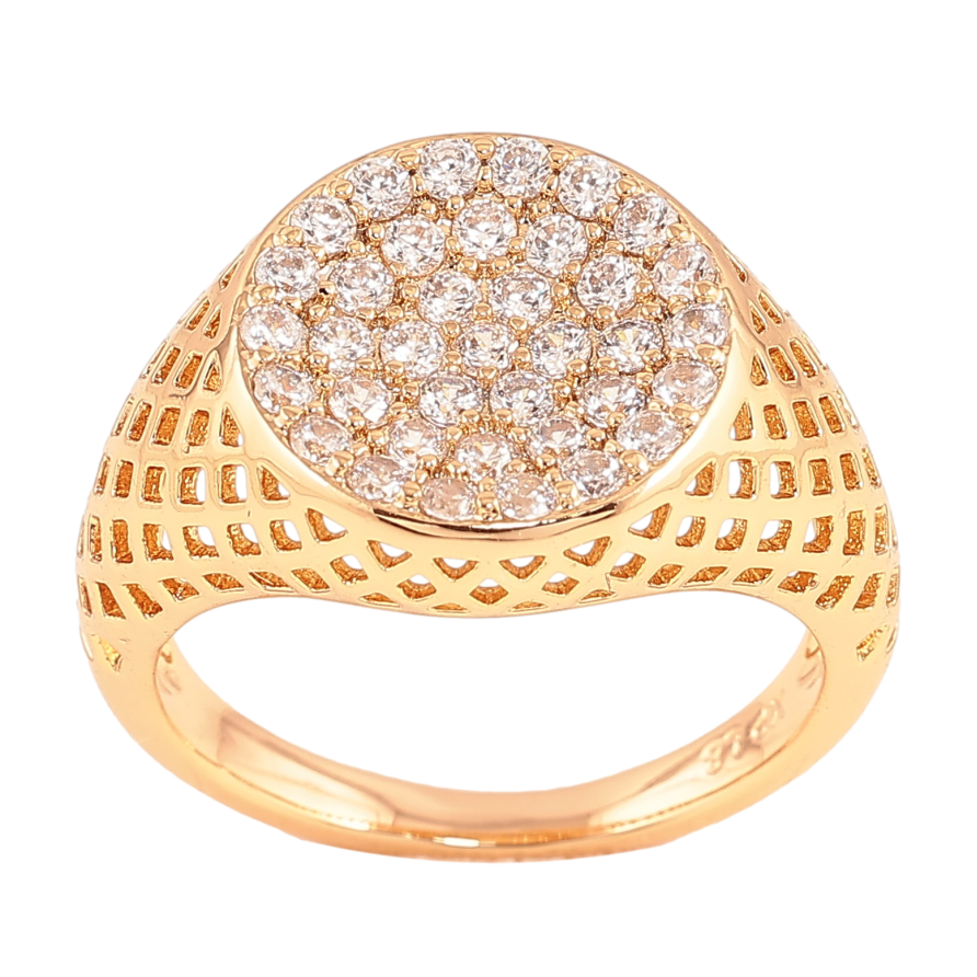 Каблучка Xuping колір Позолота 18K "Візерунок з інкрустацією кристалами" фото №1