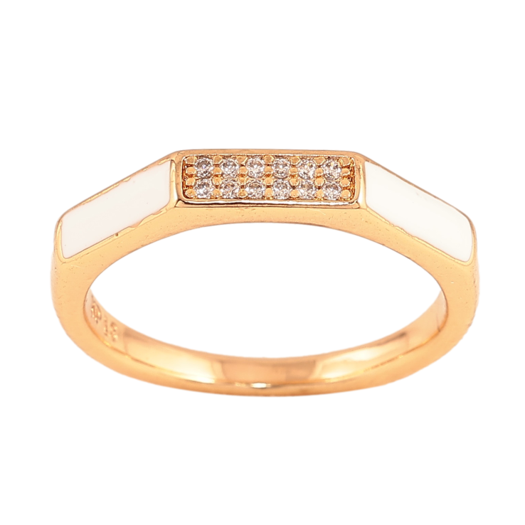 Каблучка Xuping колір Позолота 18K "Візерунок з кристалами і білою емаллю" фото №6 Каблучка Xuping колір Позолота 18K "Візерунок з кристалами і білою емаллю" фото №6