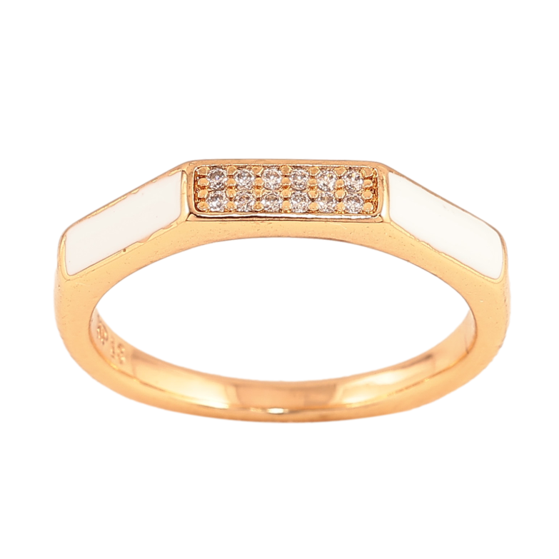 Кольцо Xuping цвет Позолота 18K "Узор с кристаллами и белой эмалью" фото №3