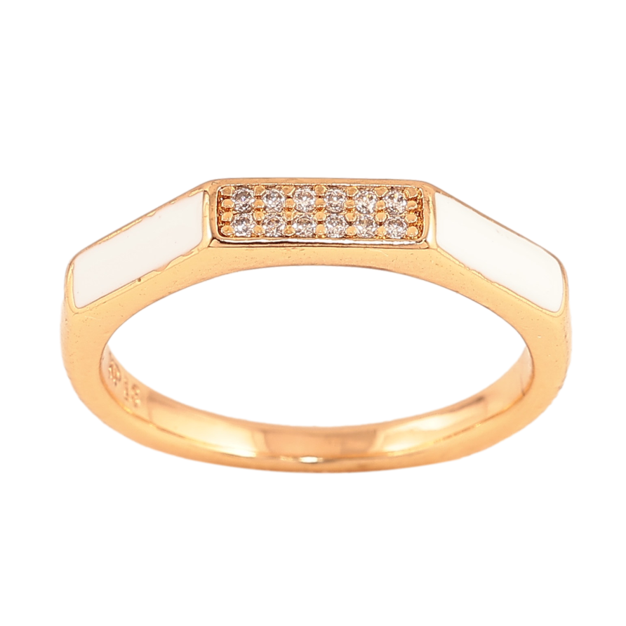 Каблучка Xuping колір Позолота 18K "Візерунок з кристалами і білою емаллю" фото №1