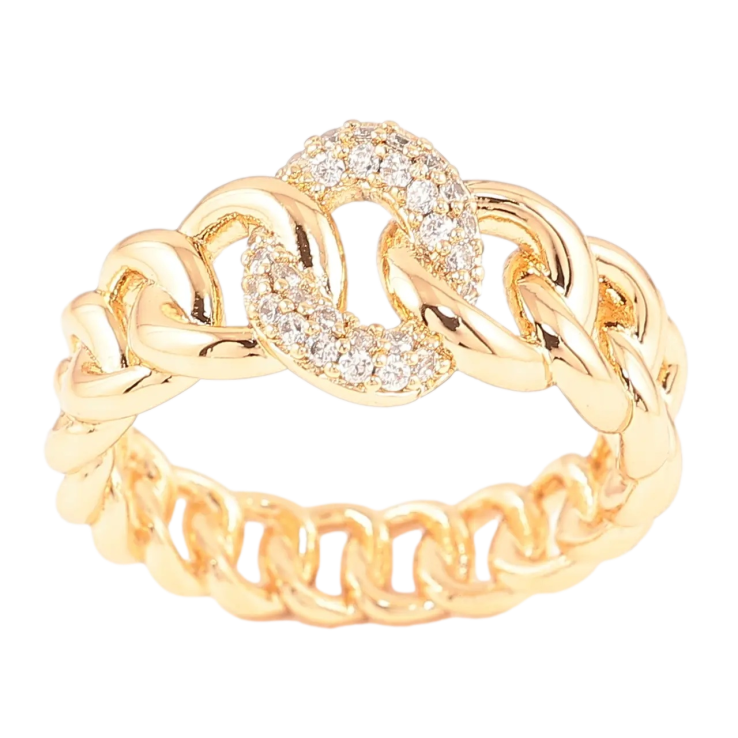 Каблучка Xuping колір Позолота 18K «Візерунок ланцюжок з цирконієм» фото №3