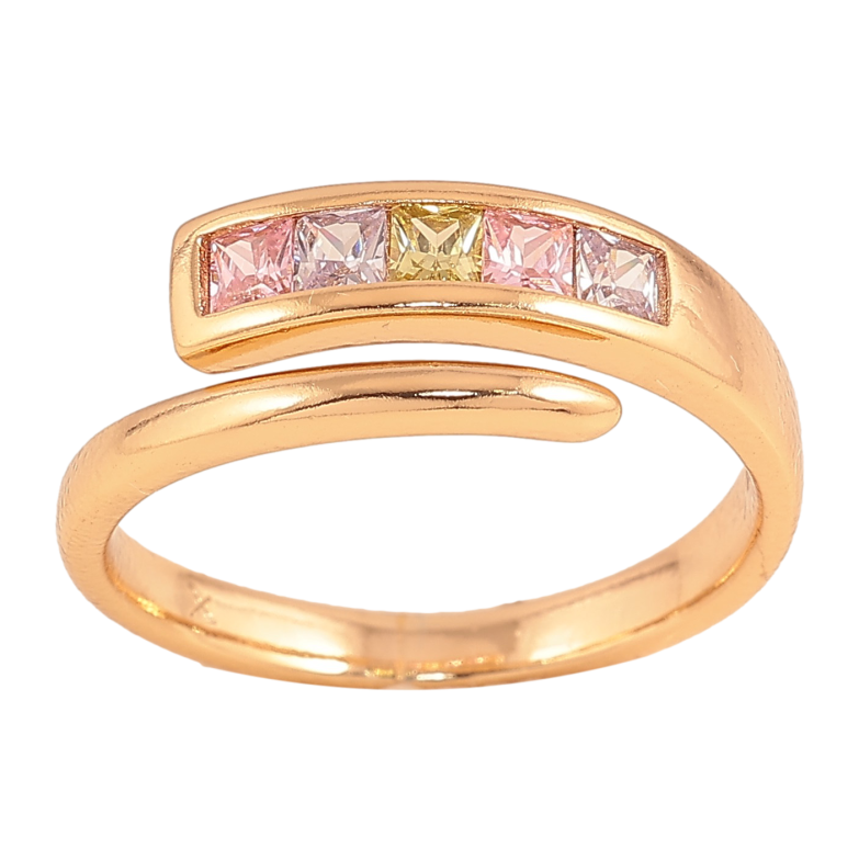 Кольцо Xuping цвет Позолота 18K "Дорожка цветных кристаллов" фото №1 Кольцо Xuping цвет Позолота 18K "Дорожка цветных кристаллов" фото №1